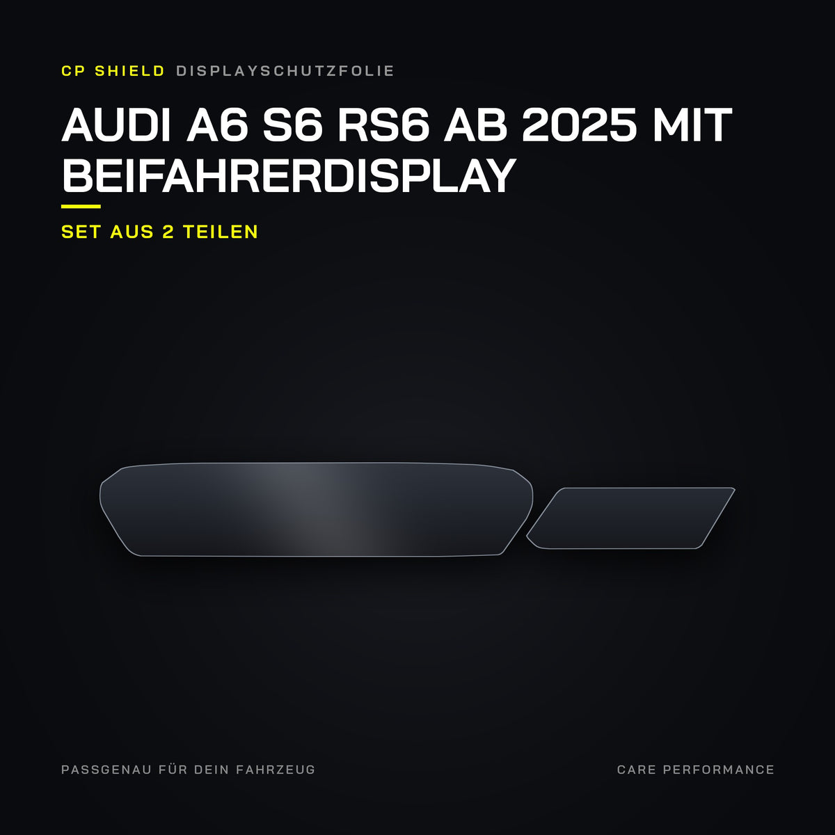 CP Shield Displayschutzfolie Audi A6 S6 RS6 ab 2025 mit Beifahrerdisplay – Set aus 2 Teilen
