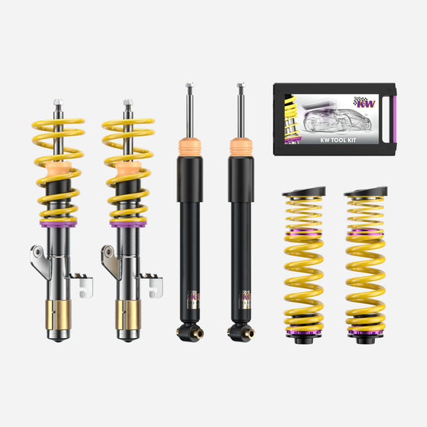 KW Gewindefahrwerk V1 inox (inkl. Stilllegung f. elektr. Dämpfer) – BMW 4er Cabrio (G23) Heckantrieb (Typ G3C, ab 1031 kg VA-Last)