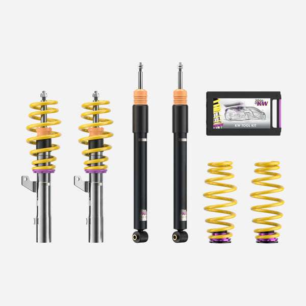 KW Gewindefahrwerk V2 inox (inkl. Stilllegung f. elektr. Dämpfer) – BMW 4er Cabrio (G23) Heckantrieb (Typ G3C, bis 1030 kg VA-Last)